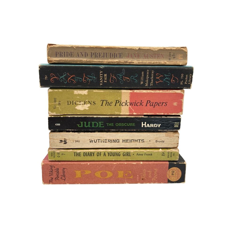 Vintage Classic Literature Paperback Lot of 7 - Dell, Pocket Library, WSP, Decor